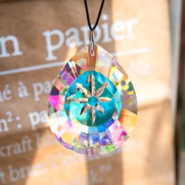 H&D 76mm Crystal Window Hanging Prisms Suncatcher Glass Drop Pendant Chandelier Lamp Prisms Ornament DIY Home Wedding Decor