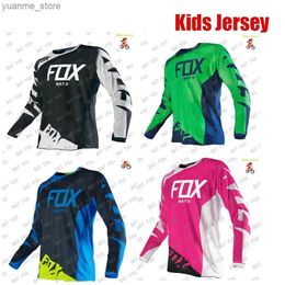 Cycling Shirts Tops Kids Motocross Jersey Downhill Cycling Jerseys BAT Mountain Bike Shirt Motorcycle Kids T-Shirt Cycling Clothing Y240410