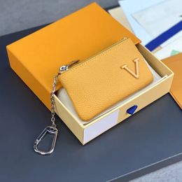 Designer Wallets Bag 4 Colours Keychain Ring KEY POUCH Coin Purse Leather Credit Card Holder Women Men Small Zipper Chain Purses Wallet With Box Dust Bag 12cm