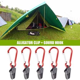 10-50Pcs Portable Tent Awning Fixing Clamp Grip with Carabiner Hook Windproof Tarpaulin Plastic Wind Rope for Outdoor Camping