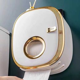 Toilet Paper Holders Toilet paper holder wall mounted waterproof roll tissue storage box without punching storage rack double-layer storage rack 240410