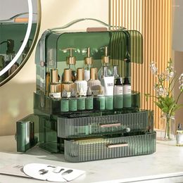 Storage Boxes Cosmetics Box Transparent Lid Large Makeup Organizer Drawers Portable Handle Waterproof Dustproof Skincare