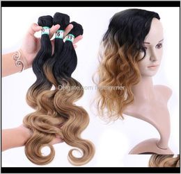 Hair Products Drop Delivery 2021 Ladies Body Wave Bulks European Trend Women Ombre Double Color Extensions Wavy Weave Wefts Bulk H2974507