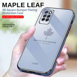 For Infinix Note 10 pro Soft TPU plating Maple leaf Square Slim protect Cover Case For Infinix Note10 10pro note10pro nfc Shells