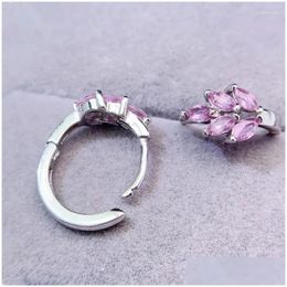 Hoop Huggie Earrings Natural Real Pink Sapphire Earring Leaves Style 2 4Mm 0.15Ct 10Pcs Gemstone 925 Sterling Sier Fine Jewellery L24314 Dhzbh