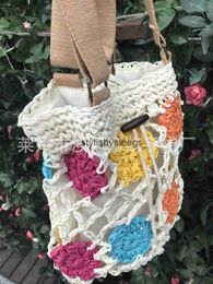 Totes Cycling Caps Masks Special price Bosnia crochet shoulder bag hollowed out flower grass woven portable leisure beach vacation H240410