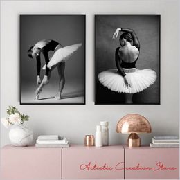 Black & White Ballerina Artwork Ballet Dancer Canvas Painting and Print Posters Modern Nordic Wall Art Living Room Home Decor