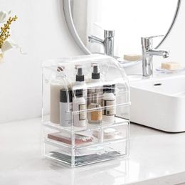 Storage Boxes Large Clear Acrylic Cosmetic Makeup Organiser With Lid High Capacity Cosmetics Display Case Drawers