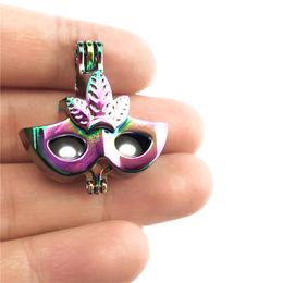 10PCS Hot Selling Charm Mask Pearl Cage Locket Aromatherapy Diffuser Pendant For Gift Necklace Keychain DIY Jewelry Making Bulk