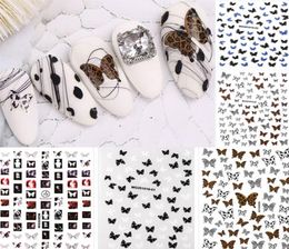 7 Styles Lace Leopard Printing Color Butterfly Nail Art Stickers Holographic 3D Gradient Butterflies Nail Decals DIY Manicure Deco5554571