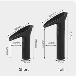 Lism Matte Black Led Sensor Bathroom Faucet Cold and Hot Deck Mounted Tap Short and Tall Sink Mixer