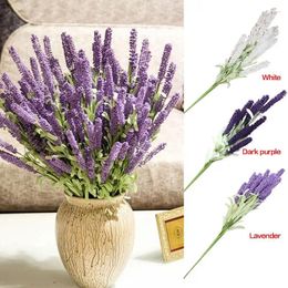 Decorative Flowers 12 Heads Artificial Lavender Bouquet PE Foam Bundle Dried Flower Fake For Wedding