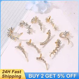 Backs Earrings Full Butterfly Flower Women NO Piercing Ear Clip Crystal Rhinestone Cuff Fashion Jewellery