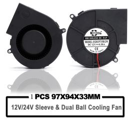 Cooling New SXDOOL DC 9733 12V 24V Blower Fan 97mm 97 x 33mm BBQ Blower Big Air Blower Flow Centrifugal Fan 3000RPM Sleeve/Ball Bearing