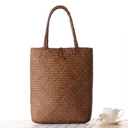 Woven One Shoulder Straw Bag Pastoral Style Women's Beach Straw Bag High Quality Natural Mat Handmade Basket Classical Bag