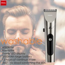 Trimmers Riwa Electric Hair Clipper Washable Barber LED Screen Hair Trimmers Rechargeable Professional Cordless Trimmer Machine For Men