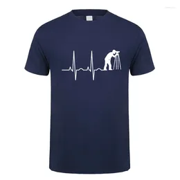 Men's T Shirts Heartbeat Of Land Surveyor Summer Men Cotton Short Sleeve Examiner Cartogropher Oversized T-shirt OZ-437