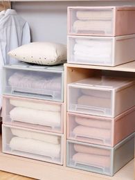 Storage Bags 5-13L Stackable Drawers Transparent Plastic Desktop Box Cabinet Closet Organizer Room Wardrobe Home Organization