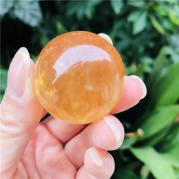 30MM Natural Citrine Calcite Quartz Crystal Sphere Ball Healing Gemston