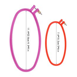 9PCS Oval Shape DIY Craft Plastic Embroidery Frame Cross Stitch Needlework Sewing Cross Stitch Hoop Tool Seam Ripper Scissors