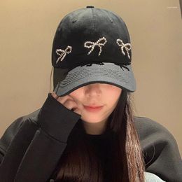 Ball Caps Korean Version Ins Metal Bow Baseball Hat Women's Spring And Summer Versatile Face Small Sunshade Casual Sports Cap Gorras