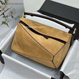 Girl Bags Straddle Loeew Handbag Fashion Tote 2024 Vintage Puzzles Bag Shoulder Puzzle Leather Geometric Handbags Autumn Premium Elegant Suede 1CVM