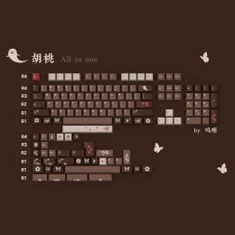 Combos Custom Walnut Theme Keycap Cherry Profile PBT Material 5 Side DYE Subbed 140 Keys ISO Enter For MX Switch Mechanical Keyboard