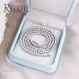 Rakol Zpn144 Moissanite 3mm Tennis Hip Hop S925 Silver 18k Gold Plated Women Men Necklace Chain Luxury Jewelry Price