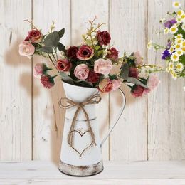 Vases Personalized Metal Flower Bucket French Style Heart-shaped Pot Decorative Can Vintage Vase For Home Garden Decor