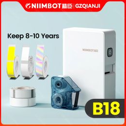 Printers *NEW* Niimbot D11 B18 Mini Label Maker Transfer Label Sticker Printer with White Colour Ribbon PET Papers Keep 810 Years Machine