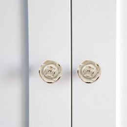 JD Paint Drawer Knob Shoe Cabinet Furniture Handle Hardware Wardrobe Ivory Zinc Alloy European Rose