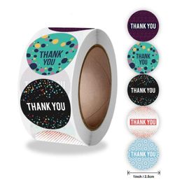 500pcs 1 Inch Thank You Stickers For Small Business Circle Paper Label 5 Designs Envelope Invite Card Gift Box Tag Wrap299Q