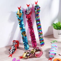 6pcs Sequins Snake Snap Bracelet 2-Color Reversible Glitter Slap Bracelets Wristbands For Kids Halloween Party Favors Bag F L4L8