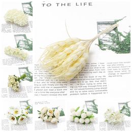 6-144pcs Beige Artificial Flower Wheat Ear Fruit Bouquet Flower Head Artificial Flower for DIY Wedding Home Decor Garland Box