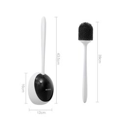 MUSAMBAN TPE Silicone Brush Head Toilet Brush Holders WC Cleaning Tools for Toilet Wall-Mounted Household Bathroom Accessories