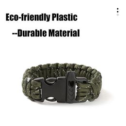 24.5cm Nine Core Reflective Paracord Escape Emergency Glowing Plaited Rope EDC Survival Saving Bracelet with Whistle Tools