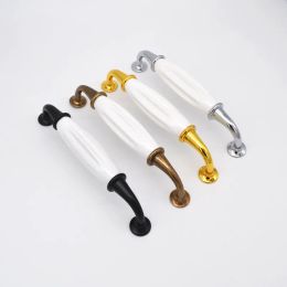 White Ceramic Furniture Handles Drawer Pulls Closet Handle Kitchen Cabinet Handles Gold