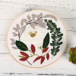 Partysu Flowers Embroidery Kit DIY Needlework Houseplant Needlecraft for Beginner Cross Stitch Artcraft(Without Hoop)