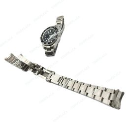 2024 New Watchband 20mm 21mm 시계 밴드 스트랩 스테인레스 스틸 팔찌 곡선 곡선 실버 시계 액세서리 맨 웨이트 스트랩 서브 마리너 글리 델락