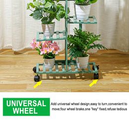 6 Layers Wooden Plant Shelves Outdoor Garden Planter Display Pot Rack Storage Holder Shelf Home Balcony Garden Decoration