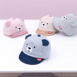 Brand New 4 Colors Newborn Kids Baby Boy Girl Caps Baseball Caps Unisex Bear Striped Hats Cute Bear Little Ears Cap Gifts