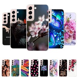 Beautiful Flower Phone Case For Samsung Galaxy S22 Pro S 22 Ultra 5G Case Cute Cat Soft Silicone TPU Cover For Samsung S22 22Pro