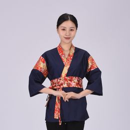 Japanese Chef Costume for Women Hotel Kitchen Jacket Sushi Restaurant Cooking Uniform Cuisine Canteen Waiter Kimono Work Clothes