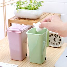 Creative Wheelie Mini Waste Bins Household Home Office Supplies Mini Trash Can Desktop Plastic Bucket Dustbin Small Organiser