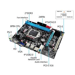 Motherboards H55 Motherboard Set DDR3 RAM LGA 1156 Desktop Motherboard 16GB Memory Gaming PC Mainboard SATA2.0 I3 530 I5 750 660CPU 1333MHz