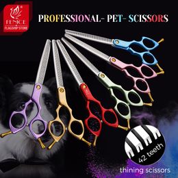 Fenice 6.5 Inch VG10 Steel Professional Pet Scissors Dog Grooming Shears Thinning Rate 30%