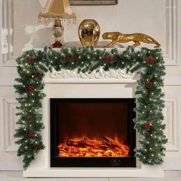 Decorative Flowers Christmas Garland Decorations Greenery Outdoor Lighted Pine Holiday Xmas Ornament Mantle Fireplace Flame-resistant Decor