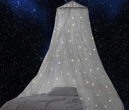 Bed Canopy with Fluorescent Stars Glow in Dark for Baby, Kids, Girls, Starry Night Mosquito Net Fit The Baby Cribs, Kid Beds