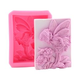 3D Flower Fairy Angel Silicone Soap Mold Handmade Soap Making DIY Aromatherapy Gypsum Art Clay Crafts Making Cake Chocolate Mold