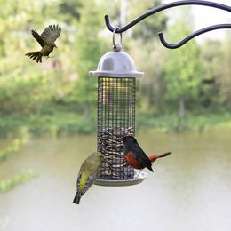 Bird Feeder Metal Balcony Bird Food Dispenser Hanging Wild Bird Feeder with Hanging Ring for Indoor Outdoor Garden Yard Decor
